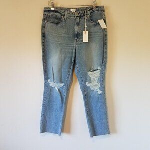 Good American Good Boy Jeans Women's 16 Straight Leg Curvy Distressed GBFH235T